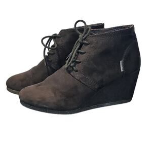 Route 66 Emerson Black Lace-Up Wedge Heel Ankle Bootie Women's Size 7M